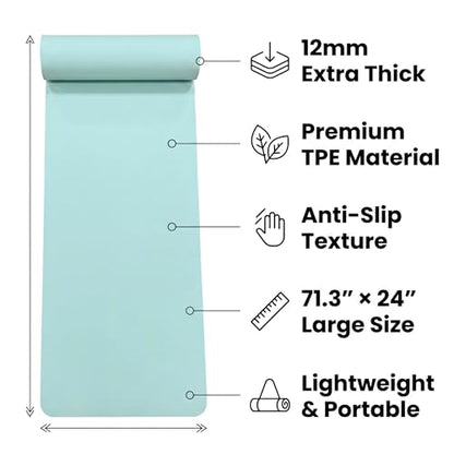 TPE Yoga Mat with Hanging Holes, Wall Mount Workout Mat, Shock Absorbent Fitness Pad for Home Gym, Pilates & Meditation - color: green
