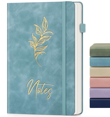 Lined Journal Notebook for Women Men, A5 Hardcover Leather Journals for Writing, 200 Pages Thick Paper, Daily Journal Notebook for Work, School, Note Taking, Business, Travel, College Ruled - color: B-Minimalist-Aegean Blue, size: 1 Pack-A5