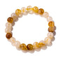 Beaded Strand Bracelets for Women Natural Green Crystal Stone Beads Stretch Bracelet with Yellow Stone Top Bead Attract Wealth and Health - color: Colorful Moonlight