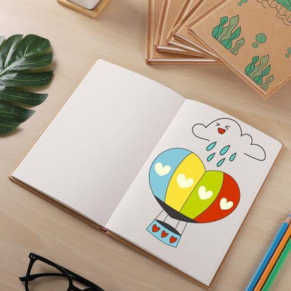 zmybcpack 6 Pack A5 Kraft Hardcover Sketchbook Blank Notebook Journal, 5.51" x 8.26", 120Pages/60 Sheets, 100gsm, Unlined Notebooks Blank Sketch Books for Travelers, Students, Office - size: 5.51" x 8.26" (6 pack)