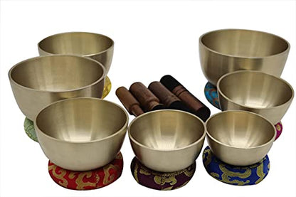 KHUSI,Tibetan Singing Bowl Set -Seven Chakra Healing Design Meditation Sound Bowl - Ideal for Meditation, Yoga, Mindfulness Healing Usage - Set of 7