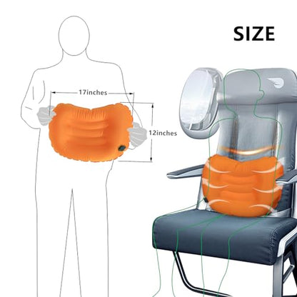 Lumbar Travel Pillow,Compact Adjustable Air Lumbar Support Pillow for Car Ride,Train or Airplane Trip,Versatile Inflatable Pillow for Backpacking Camping and Sleeping