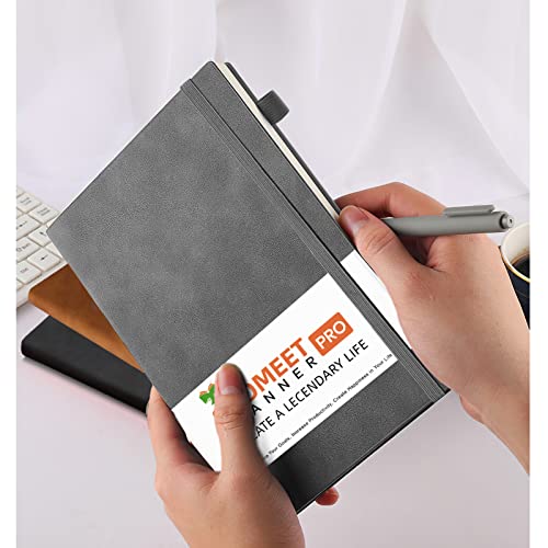 Lined Journal Notebook, 200 Pages, Leather Hardcover Notebooks, A5 College Ruled Thick Classic with Pen Loop Notebook Journals for Writing, for Women Men Office School, 5.75'' X 8.38'', Grey - color: Gray