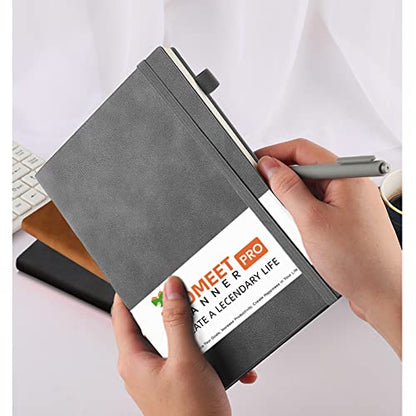 Lined Journal Notebook, 200 Pages, Leather Hardcover Notebooks, A5 College Ruled Thick Classic with Pen Loop Notebook Journals for Writing, for Women Men Office School, 5.75'' X 8.38'', Grey - color: Gray