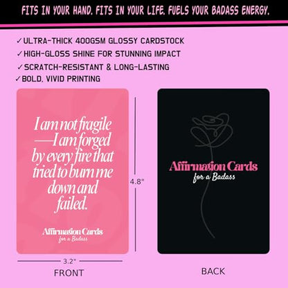 Badass Affirmation Cards for Women - Unique Birthday Gifts for Women - Daily Self Love & Confidence Cards - Empowering, Self Care, Motivation Deck (55 Cards, 400gsm, Not Scratch Off) - style: Badass (Best Seller)