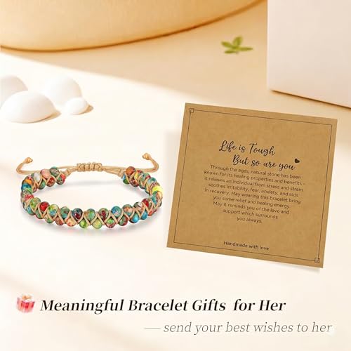 Sriomu 7 Chakra Bracelets for Women Handmade Natural Jasper Stone Healing Bead Bracelet Women Men Boho Friendship Inspirational Jewelry Natural Jasper Stone Double Layer Healing Bead Jewelry Gifts - color: A-Colorful（Life)