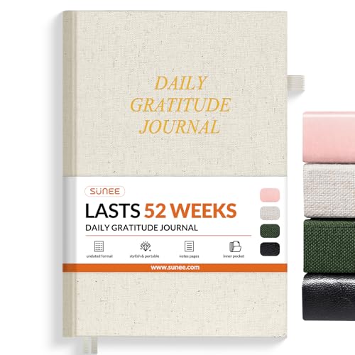 SUNEE Daily Gratitude Journal – 52 Weeks Simple 5 Minute Journal for Daily Reflection, Build Positivity and Mindfulness, Undated Minimalist Planner for Women & Men (Beige) - color: Beige