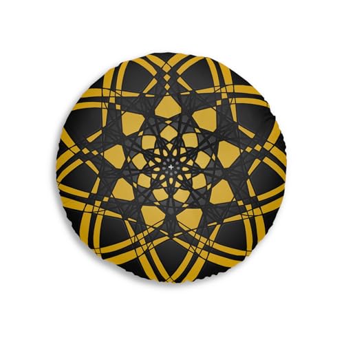 Modern Round Tufted Floor Pillow Boho Cushion Meditation Pillow Floor Cushion Yoga '12.Uncommon.Journey' Art Mitzisniftis