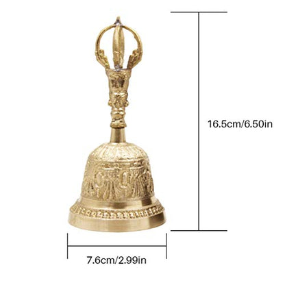 Lseqow Tibetan Hand Bell, Handmade Hand Bell Buddhist Bell Tea Meditation Alarm Prayer Tibetan Bell Dorje Vajra Buddhist Bell