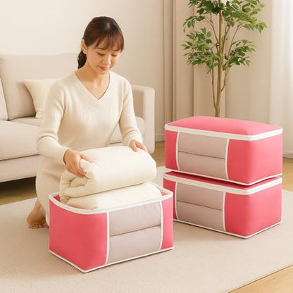 XL Large Capacity Non-Woven Fabric Storage Bag - New Packing Bag for Clothes and Quilts,Rose Red - color: Rose Red