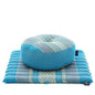 Leewadee Meditation Cushion Set – 1 Small Zafu Yoga Pillow and 1 Small Roll-Up Zabuton Mat Filled with Kapok - color: Sf22 - Blue
