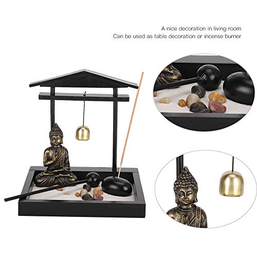 HEEPDD Desktop Zen Garden Kit with Buddha Statue, Incense Holder, Mallet, Rocks for Meditation, Yoga, Office Decor