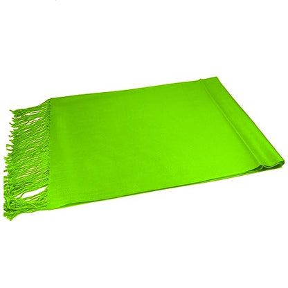 Glory Max Women Large Soft Silky Pashmina Shawl Wrap Scarf in Plain Solid Colors - color: Grass Green