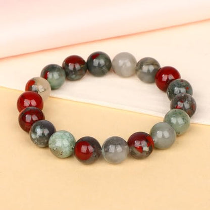 LPBeads Handmade Natural Gemstone Stretch Elastic Bracelet Healing Crystal Round Stone Beads Jewelry Gifts for Women Men - color: African Bloodstone, size: 10mm