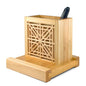 Handmade Hinoki Wood Desk Decor, Japanese Zen Wooden Pen Holder, Handcrafted Office Art, Kumiko Art (White) - color: White