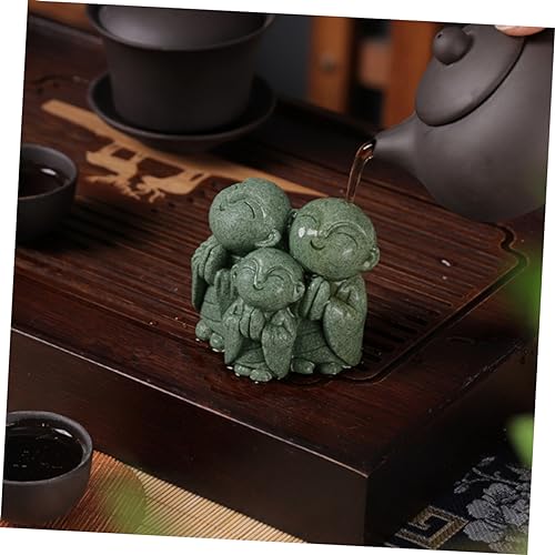 Stone Maitreya Buddha Figurine Zen Decoration for Tea Table Aquarium Home Decor Unique Sandstone Design for Meditating and Traditional Aesthetic
