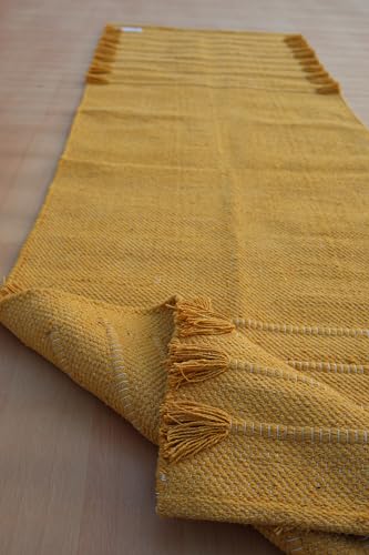 Jaipur art & Rugs Organic Cotton Yoga Mat - Eco-Friendly Hand-Woven Rug - Non Slip & Thick (24”x72”x5mm) for Everyday Fitness at Home - Comfortable Extra-Long - color: Yellow