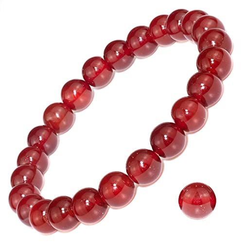 8mm Natural Gemstone Stretch Bracelet, Handmade Unisex Crystal Bracelets for Meditation, Yoga, Spiritual Healing & Positive Energy - color: carnelian