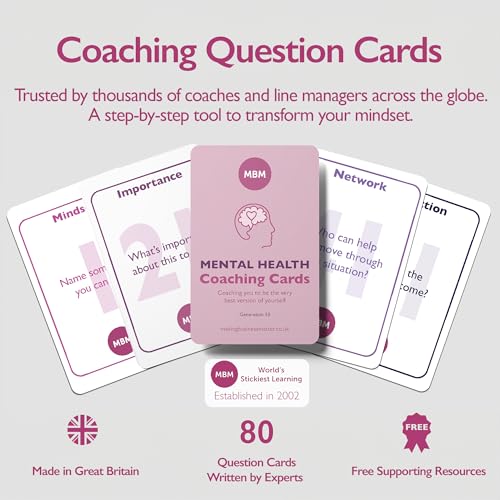 MBM 80 Mental Health Coaching Cards – Anxiety Relief, Emotional Support & Self-Care Prompts | Flash Cards for Coaches, Therapists & Mental Wellness Gifts