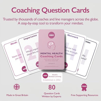 MBM 80 Mental Health Coaching Cards – Anxiety Relief, Emotional Support & Self-Care Prompts | Flash Cards for Coaches, Therapists & Mental Wellness Gifts