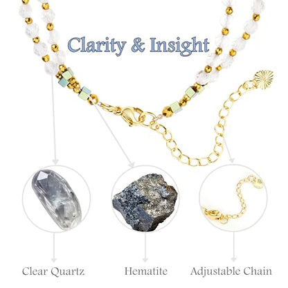 Farfume Beaded Bracelets for Women, Chakra Crystal 4mm Beads Gemstone Natural Stone Bead Spiritual Jewelry Gifts for Women - color: Clear Quartz-Insight