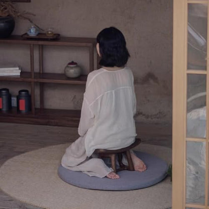 Solid Wood Meditation Stool, Chinese Zen Meditation Stool, Mortise and Tenon Craft Kneeling Stool, Black Walnut Solid Wood Meditation Stool, Compact and Portable,B and Cushion - color: B and Cushion