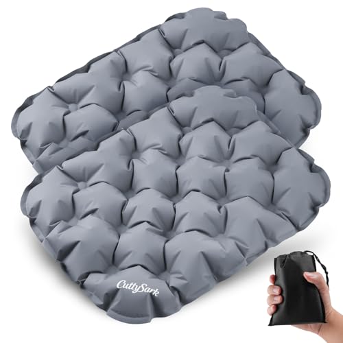 CuttySark 2Pcs Inflatable Seat Cushion, Lightweight Stadium Seat Pad, Travel Seat Cushion for Airplane, Hiking, Office, Camping, Sports Events, Outdoor