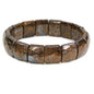 Keleny Gemstones Semi Precious 15mm Square Grain Faceted Beaded Stretch Bangle 7.5 Inch Unisex - color: Brown Bronzite