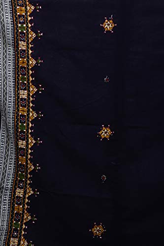 Exotic India Women's Pure Wool Shawl from Kutch with Central Embroidered Chakra and Mirrors Ethnic Design Stole, Scarves - color: Astral Aura