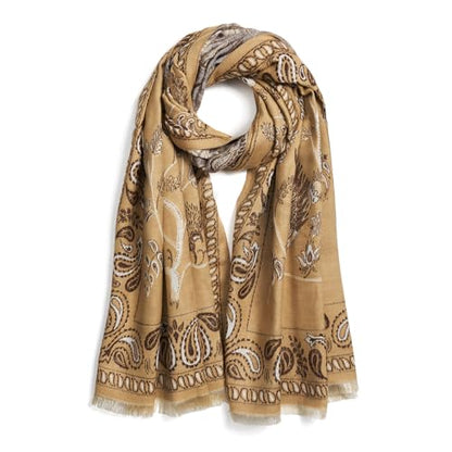 QIUTIMIY Pashmina Shawl Wraps for Womens Winter Scarf Reversible Pattern Designer Ladies Shawls and Wraps for Evening Dresses - color: Flower5-camel
