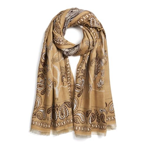 QIUTIMIY Pashmina Shawl Wraps for Womens Winter Scarf Reversible Pattern Designer Ladies Shawls and Wraps for Evening Dresses - color: Flower5-camel