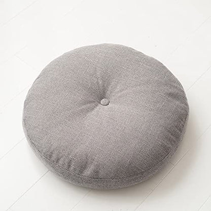 Four Seasons Cotton Linen Meditation Cushion Round Corduroy Seat Cushion Breathable Super Soft Floor Pillow for Yoga Living Room Balcony Decoration-Gray a 45cm(18inch)