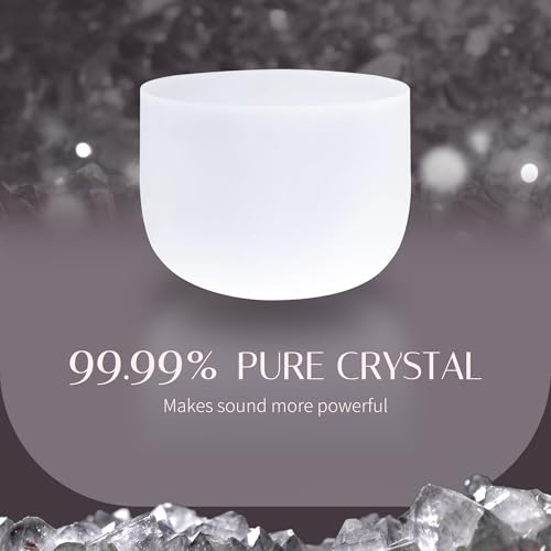 440HZ 8 Inch Frosted Quartz(F) Note Heart Chakra Frosted Quartz Crystal Singing Bowl Dispensing Free Mallet And O-ring for Sound Healing Meditation Experience The Beautiful Sounds of Nature - size: 440HZ 8-inch