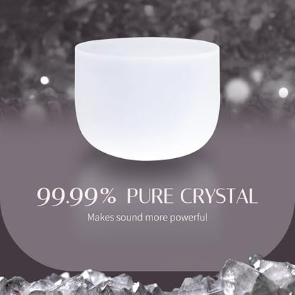 440HZ 8 Inch Frosted Quartz(F) Note Heart Chakra Frosted Quartz Crystal Singing Bowl Dispensing Free Mallet And O-ring for Sound Healing Meditation Experience The Beautiful Sounds of Nature - size: 440HZ 8-inch