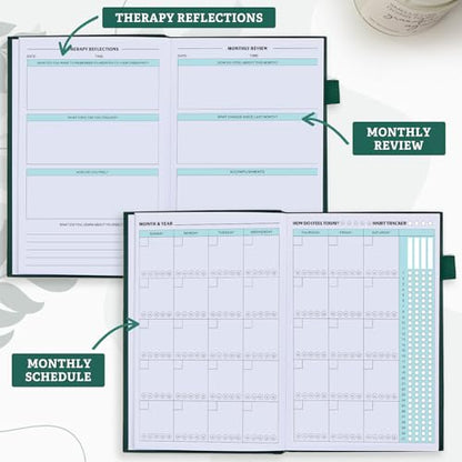 Mental Health Journal for Women and Men - Anxiety & Guided Journal with Mood & Habit Tracker - Take 5 Minuets Everyday - 91 Days Self Care Journal with Prompts, Green - color: Green