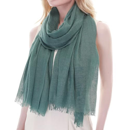 RIIQIICHY Scarf for Women Lightweight Solid Color Long Fashion Gauze Scarves Shawl Wrap - color: Dark Green