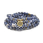 108 Natural Stone Mala Beads Yoga Bracelet with Lotus Charm - style: Sodalite