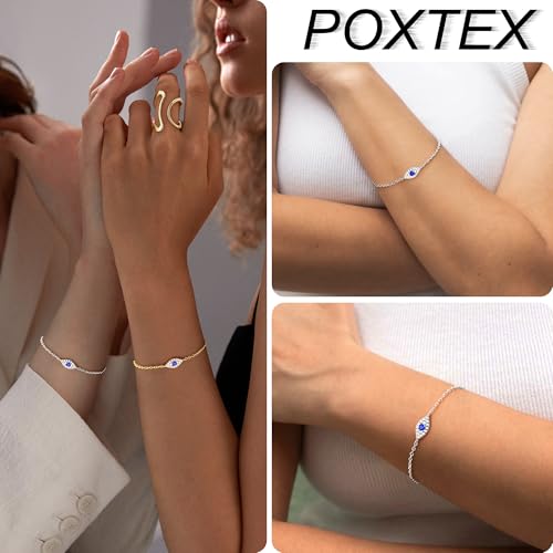 3mm Diamond Classic Tennis Bracelet for Women Dainty, Gold Jesus Cross Bracelets Trendy, 14K Gold Plated Heart/Evil Eye/Pearl/Starfish & Seashell Charm Bracelets for Women Bulk - style: Silver Evileye