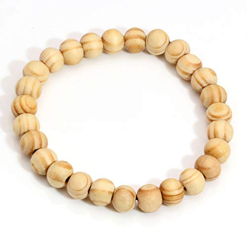 Wooden Bracelet for Women Men Mala Natural Beads for Prayer Energy Healing Cuff Wristband
