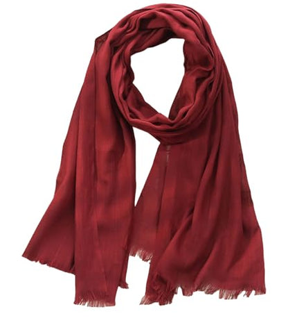 Women's Cotton Scarves Lady Light Soft Fashion Solid Scarf Wrap Shawl - color: Jujube Red
