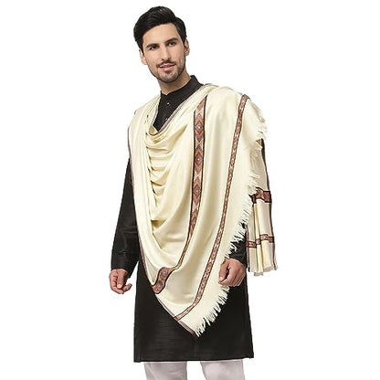 Weavers Villa Meditation Shawl/Wrap, Oversize Scarf or Stole. Unisex - color: White