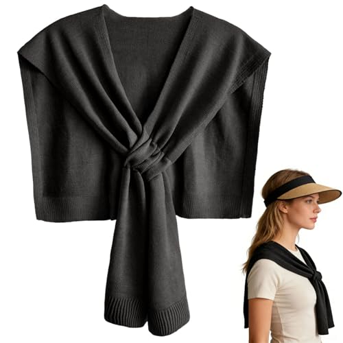 ORUIVO Oversized Sweater - Inspired Shawl with Insertion Opening for Easy Wear - Women's Fashion Knitted knotted Shawl - color: Black