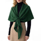 RIIQIICHY Shawl Wrap Women Pashmina Triangle Cape Knit Sweater Scarf for Fall Winter Fashion Accessory - color: Dark Green