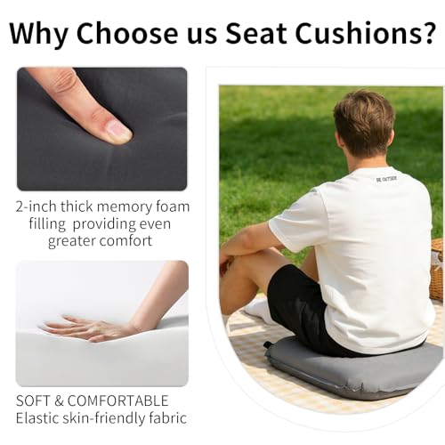 Portable Self-Inflating Seat Cushion, Memory Foam, Travel Airplane Seat Cushion, Suitable for Long Flights, Camping, Stadiums, Offices, Cars & Backpacking