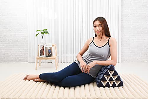 Leewadee Thai Triangle Cushion – Comfortable Backrest for TV or Reading, Wedge Pillow - Eco-Friendly Natural Kapok Filling, 20 x 13 x 13 inches, Blue White - color: Cbt1 - Blue