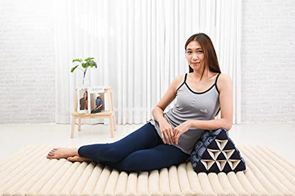 Leewadee Thai Triangle Cushion – Comfortable Backrest for TV or Reading, Wedge Pillow - Eco-Friendly Natural Kapok Filling, 20 x 13 x 13 inches, Blue White - color: Cbt1 - Blue