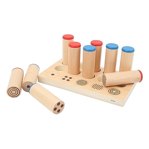 Wooden Sound Cylinders Toy, Different Strength Concave Convex Texture Sound Cylinders Sound Boxes Toy Smoothing Polishing for Daily Play for Children