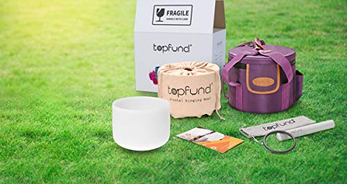 TOPFUND G Note Crystal Singing Bowl Throat Chakra 8" with Heavy Duty Carrying Case and Suede Mallet - color: G Note, size: 8 inch