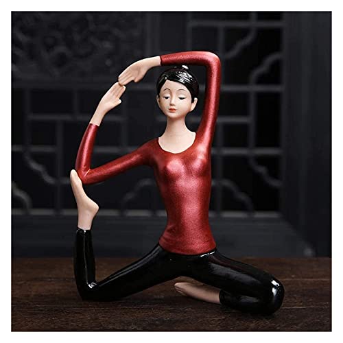 Sculpture Tabletop Statue Ornaments Sculptures Creative Yoga Girl Small Decoration Zen Living Room Study Ceramic Lady Gift Statue Decoration (Color : C)