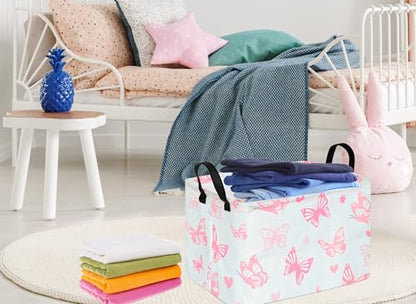 Storage Basket Home Shelf Basket Kids Organizer Box Clothes Laundry Hamper Nursery Bin Gift Laundry Basket with Handles for Home (Butterfly) - color: Butterfly